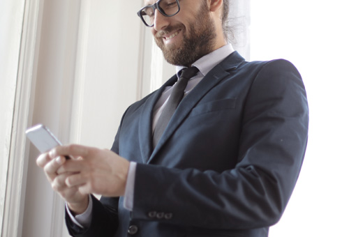 Bearded Man In Blue Suit Received A Good News